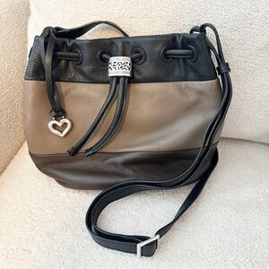 Brighton Brit leather mini bucket hobo crossbody/ shoulder bag.